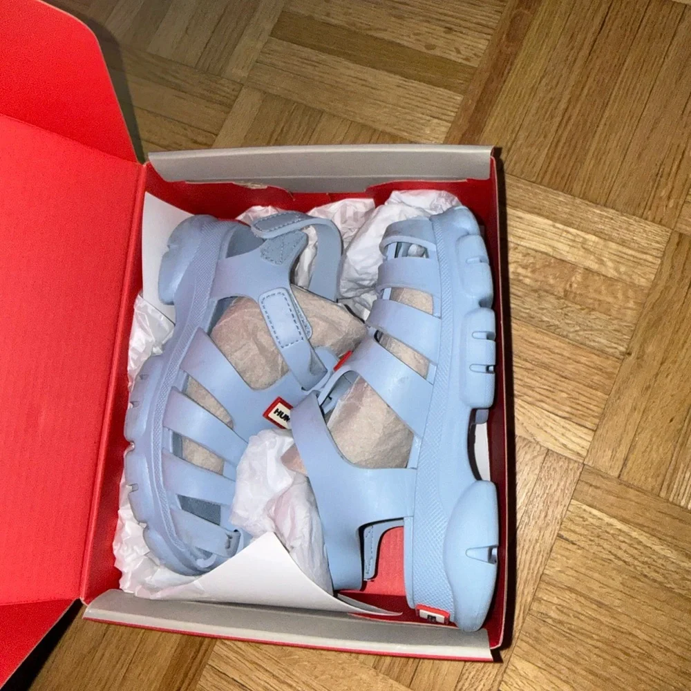 Hunter Kids Light Blue Jelly Fisherman Sandals - Strappy Closed-Toe